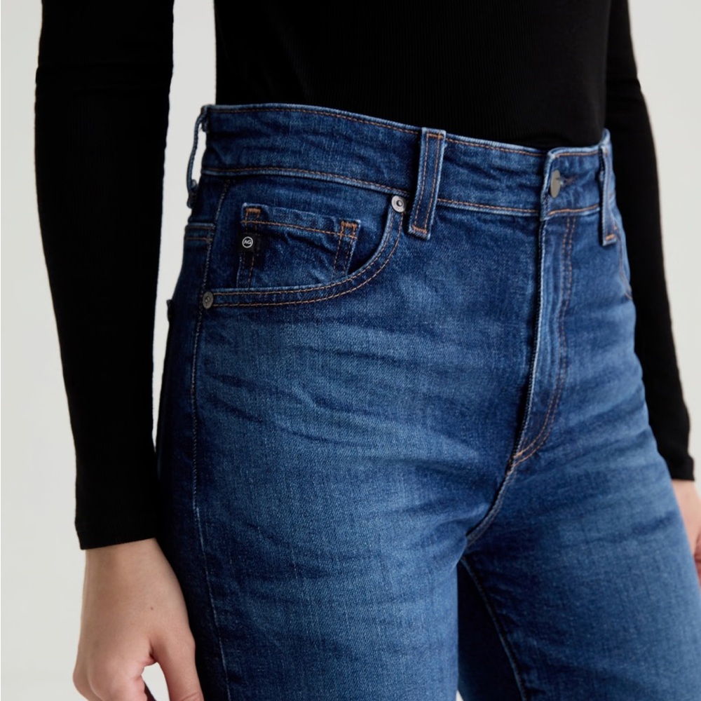 AG Saige Wide Leg Jeans in Dark Blue Wash - Women - Picture 3 of 12